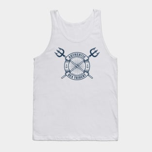 Vintage hipster navy tattoo print with tridents and anchors Tank Top